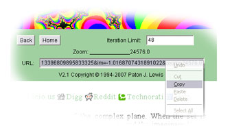 Copying a URL from the Mandelbrot applet